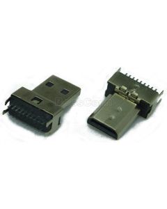 HDMI D TYPE CONNECTOR, MALE, CLAMP BOARD OR DIP TYPE